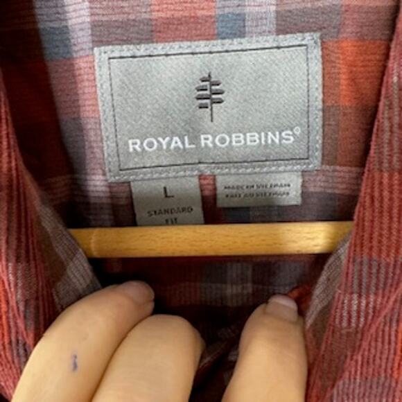 Royal Robbins Covert Cord Organic Cotton Plaid Shirt Button Down Mens Size Large - Picture 6 of 12